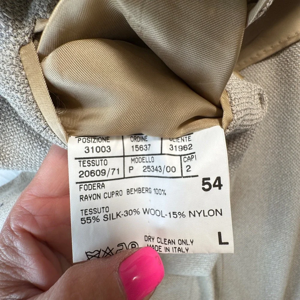 Canali Proposta Mens Blazer Sport Coat Jacket Beige Silk Wool Blend 54L Italy 46